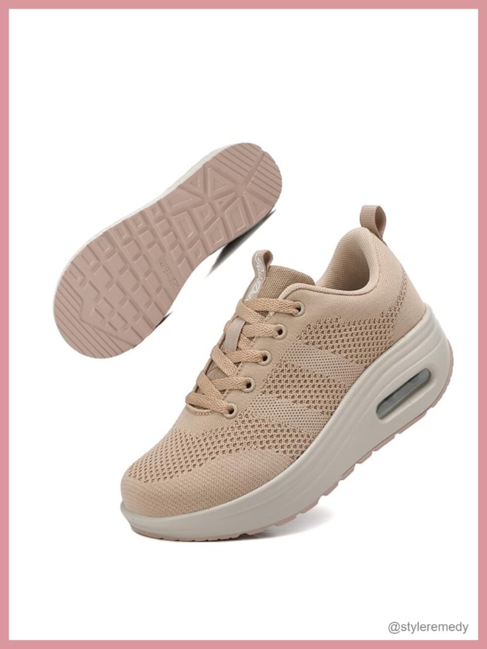 Womens Platform Wide Walking Sneakers Breathable Mesh Air Cushion Sole